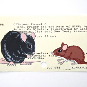 Mrs. Frisby and the Rats of NIMH library card art - Print of my painting of rat and mouse on library card