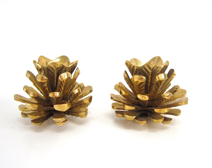 Brass Pine Cones Pair of Vintage Brass Pine Cone Candle Etsy