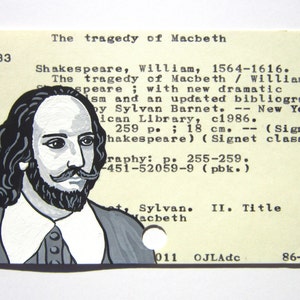 Shakespeare Library Card William Shakespeare Library Card Art - Print of My Painting of William ...