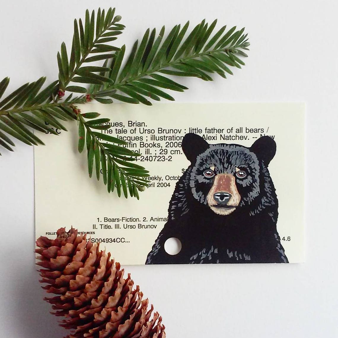 Black Bear Library Card Art Print of My Painting of a Black Etsy