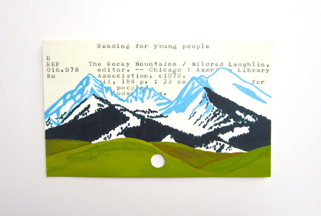 Mountains Library Card Art Print of My Painting of Mountains on a