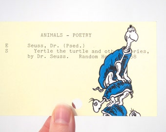 Yertle the Turtle - Print of my painting on library card catalog card