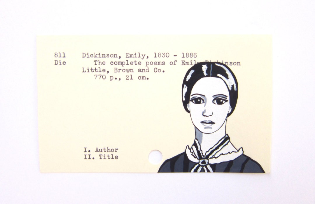 Emily Dickinson Library Card Art Print of My Painting of Dickinson on