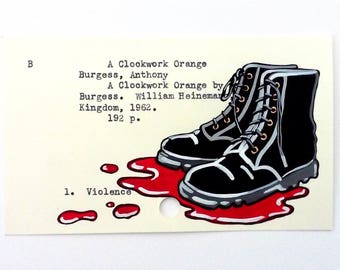 A Clockwork Orange by Anthony Burgess - Print of my painting on library card for A Clockwork Orange