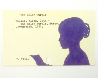 The Color Purple Library Card Art - Print of my painting on library card catalog card