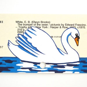 Swan Library Card Art - Print of my painting on card for The Trumpet of the Swan