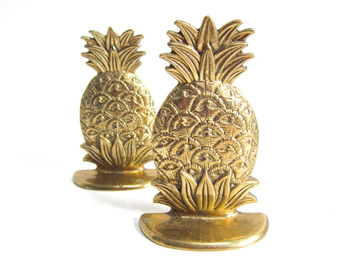 Brass Pineapple Bookends Vintage Solid Brass Pineapple Bookends Brass