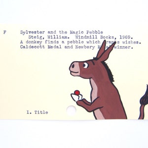Sylvester Library Cart Art - Print of painting on card for Sylvester and the Magic Pebble