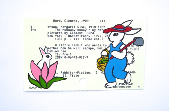 The Runaway Bunny Library Card Art - Print of My Painting of a