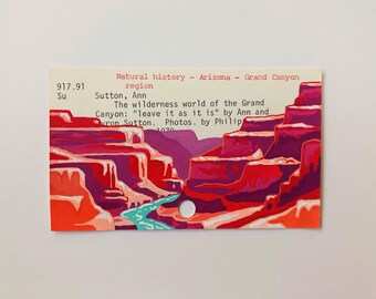 Impresión artística del Parque Nacional del Gran Cañón: Impresión de pintura en tarjeta de catálogo de biblioteca