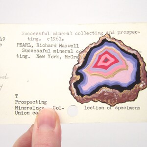 Agate sur la carte de bibliothèque - impression d’agate peintes sur la carte de bibliothèque pour le livre succès minéral collecte et Prosecting