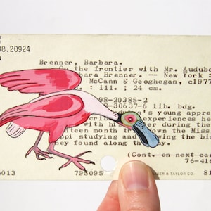 Print of Audubon style bird on library card - On the Frontier with Mr. Audubon