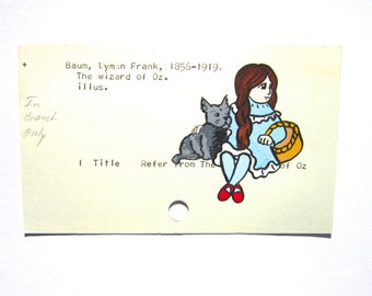 Dorothy and Toto Library Card Art - Print of my painting of Dorothy and Toto on library card catalog card for The Wizard of Oz