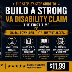 Hur man bygger upp en stark VA-ansökan om invaliditet – första gången | VA-guide för invaliditet | Bok om veteranförmåner (digital PDF-nedladdning)