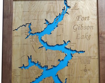 Fort Gibson Lake Fishing Map Fort Gibson Lake Map | Etsy