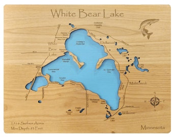 White Bear Lake Map Etsy White Bear Lake Depth Map