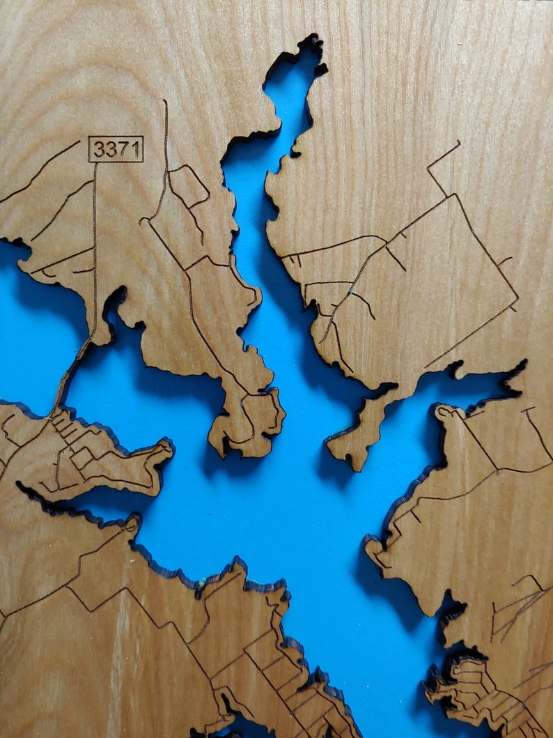 Wood Laser Cut Map of Lake Limestone Texas Topographical Etsy