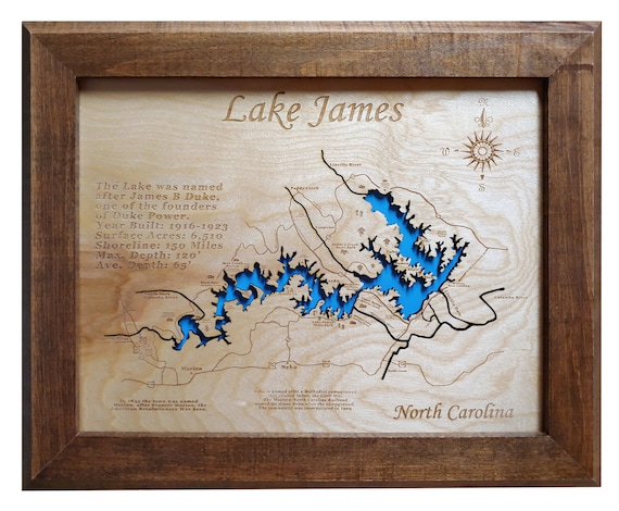 Lake James Nc Map Lake James Nc Laser Cut Wood Map Nautical Décor New | Etsy Australia