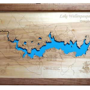 Lake Wallenpaupack, Pennsylvania - Precision Laser Cut/Engraved Wood Map