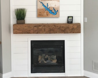 Sam Rayburn Reservoir, Texas - Mapa de madera cortada con láser de precisión / grabada