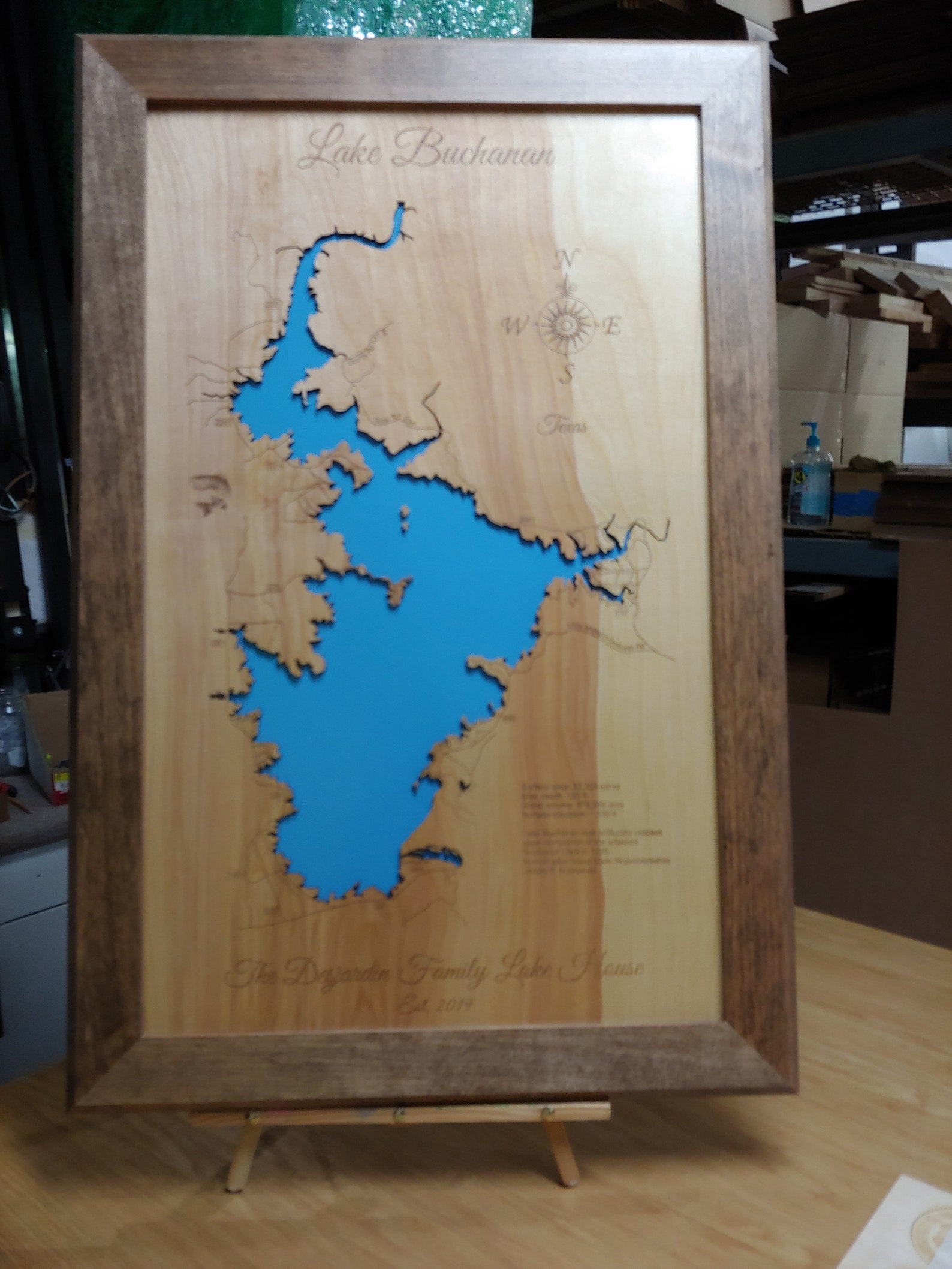 Custom Map of Lake Buchanan Texas in and Llano Etsy