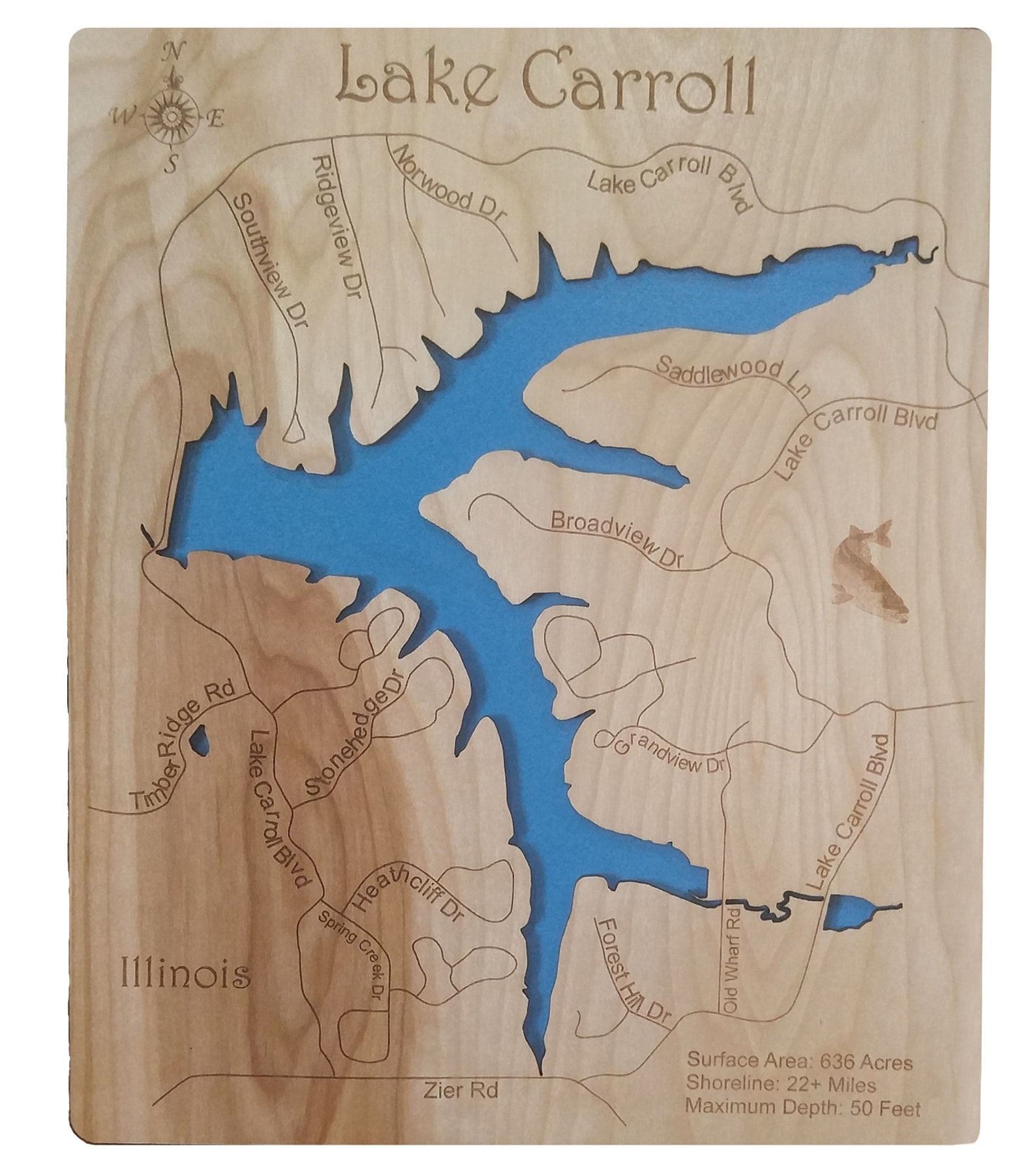 Lake Carroll in Lanark and Carroll Counties Illinois Wood Etsy