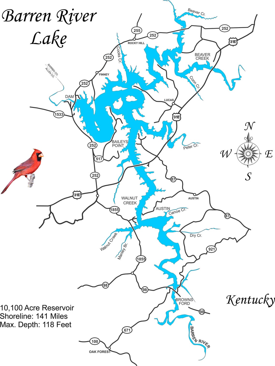 Custom Map of Barren River Lake