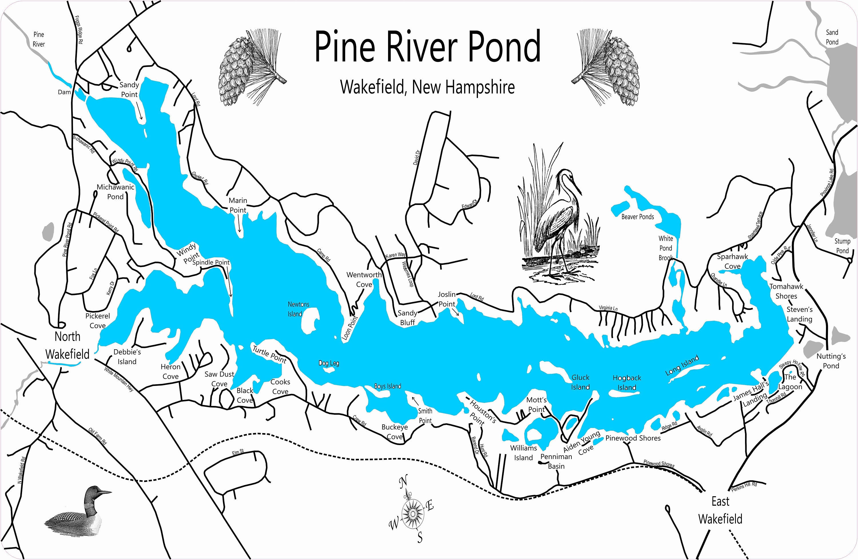 Pine River Pond in Wakefield New Hampshire Wood Laser Etsy UK