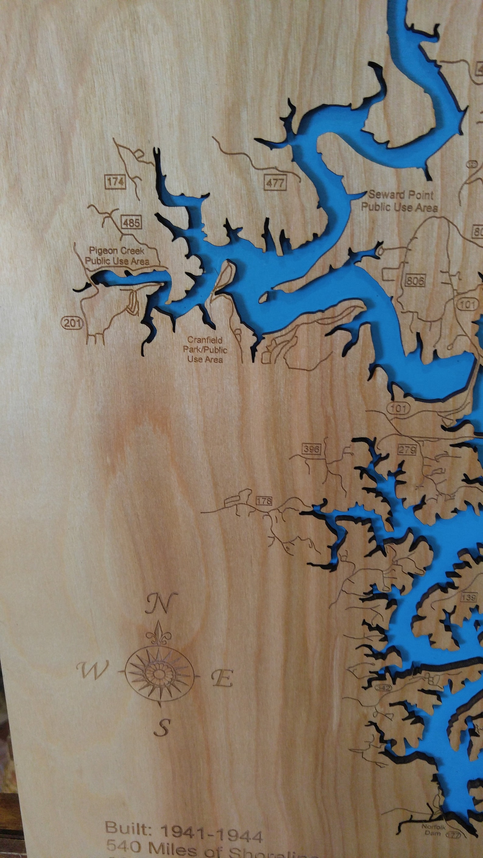 Wood Laser Cut Map of Norfork Lake Arkansas Engraved Map Etsy