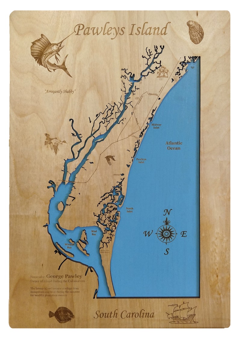 Pawleys Island South Carolina wooden laser engraved coastal Etsy