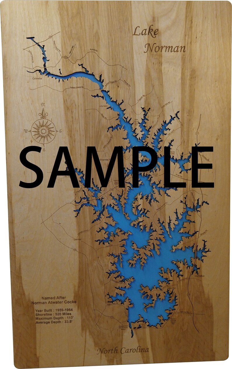 Rushford Lake New York Wood Laser Cut Engraved Map Etsy