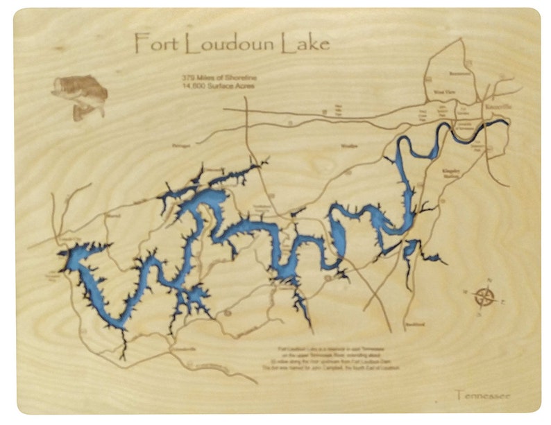 Fort Loudoun Lake Map Epic Unisex Fort Loudoun Lake, Tn, Wood Laser Engraved Map | Custom Text  Included | Wood Sign | Wall Art Directly Managed By The Brand  -Pandeglangkab.go.id