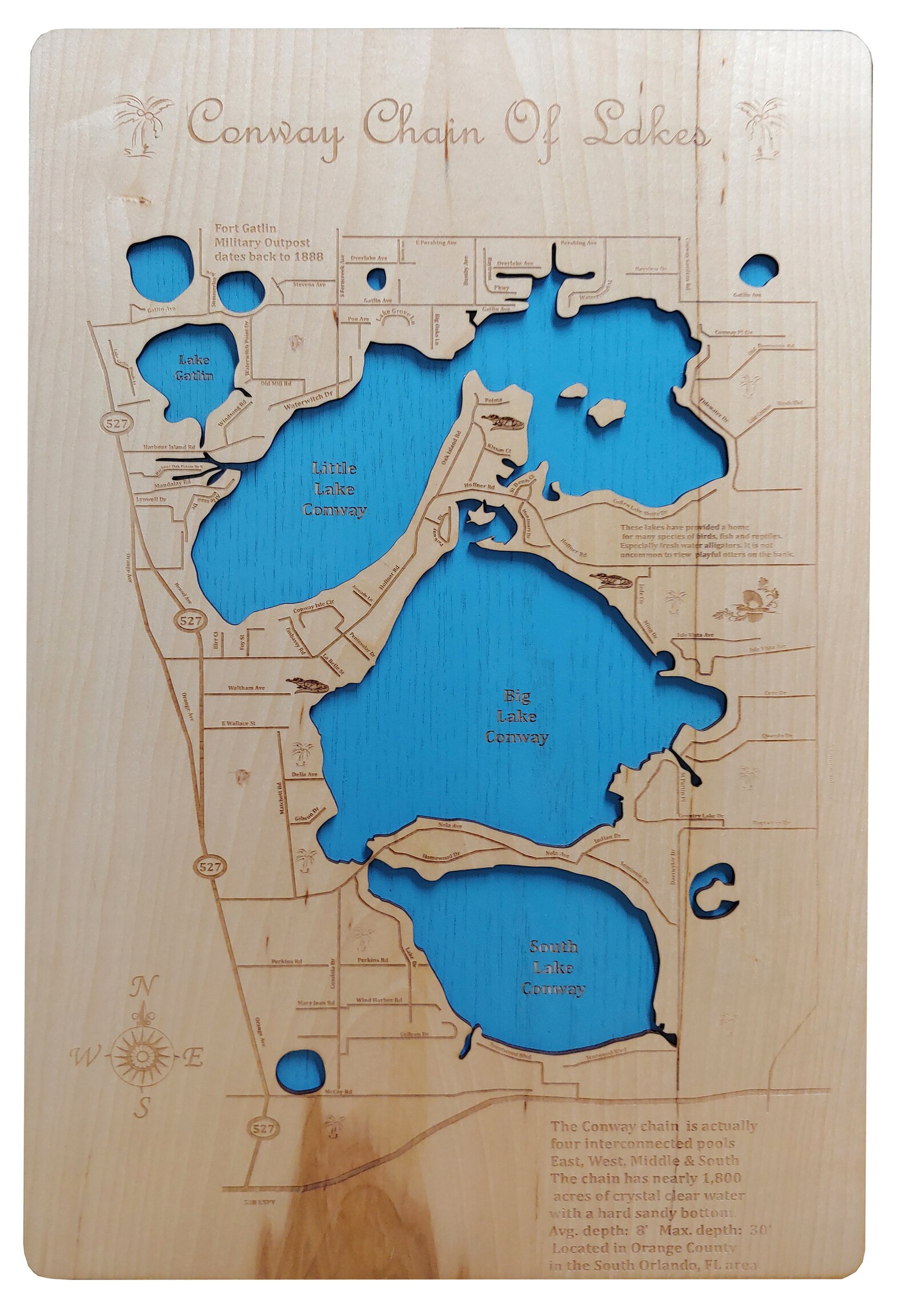 Conway Chain Of Lakes In Orlando Florida Precision Laser Cut Il Pdg9 