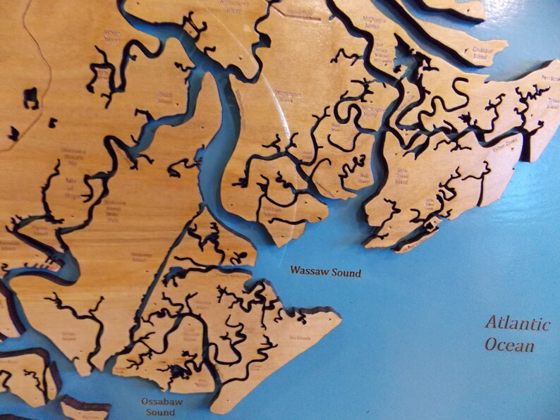 Savannah wooden laser engraved coastal map wall Etsy