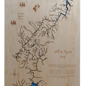 Nantahala River, North Carolina  - Precision Laser Cut/Engraved Wood Map