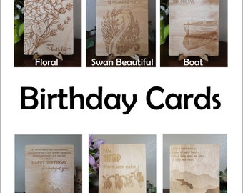 Tarjetas de felicitación de madera Grabado con láser Día de la madre Día del padre Inspiración Amistad Ánimo Cumpleaños