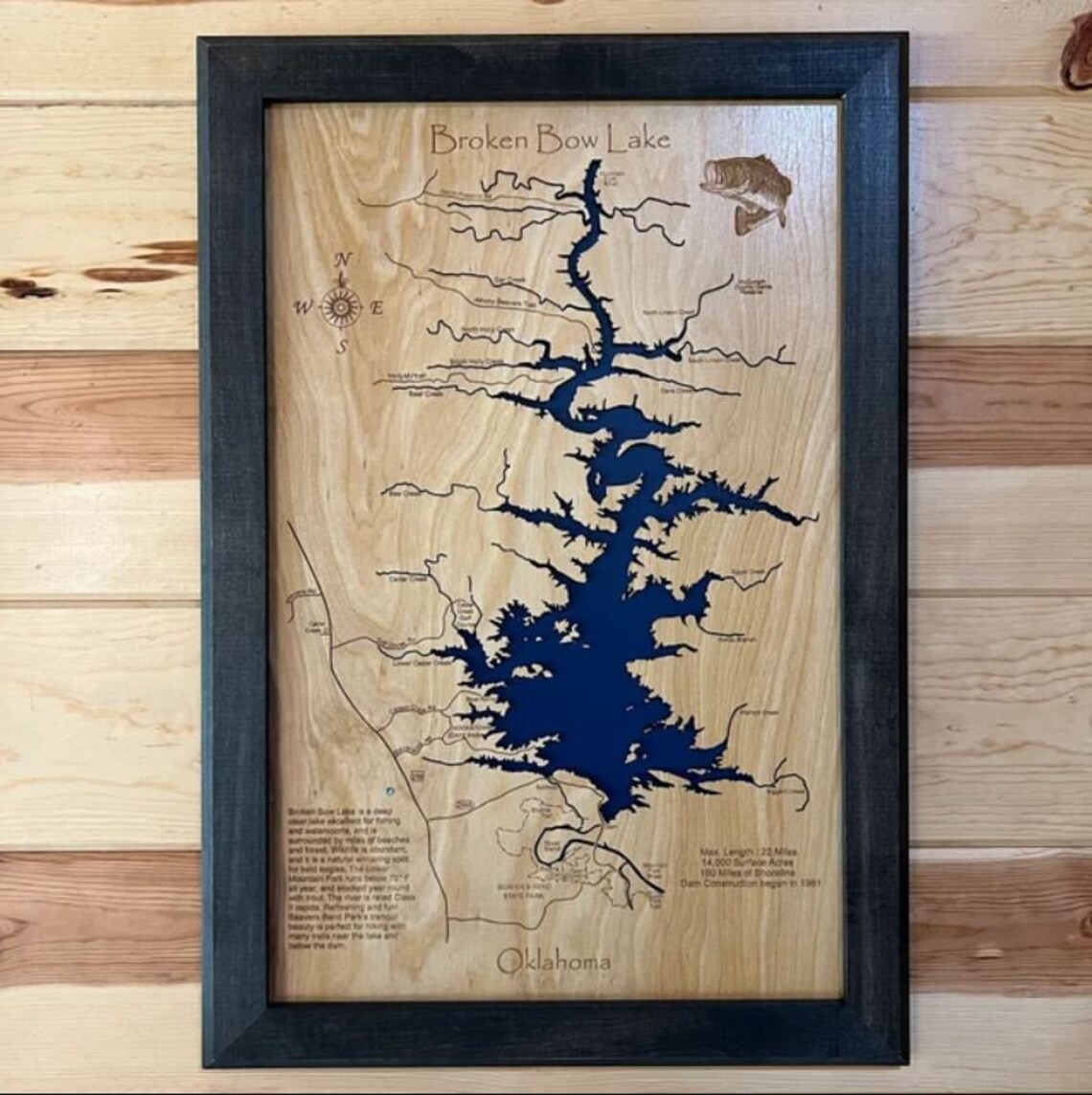 Broken Bow Lake in Mccurtain County Oklahoma Wood Laser Etsy