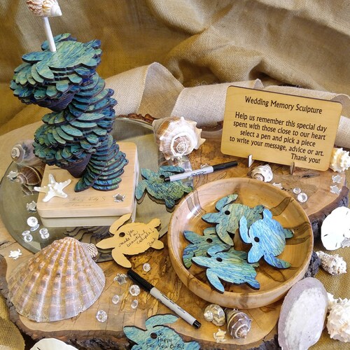 90 PC Memory Sculpture Wedding Guest Book Alternative Color Sea Turtles 90 PC Memory Sculpture Wedding Guest Book Alternative Color Sea Turtles