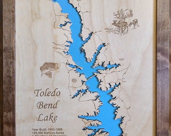 Toledo Bend Lake Map Lake Toledo Bend Map | Etsy