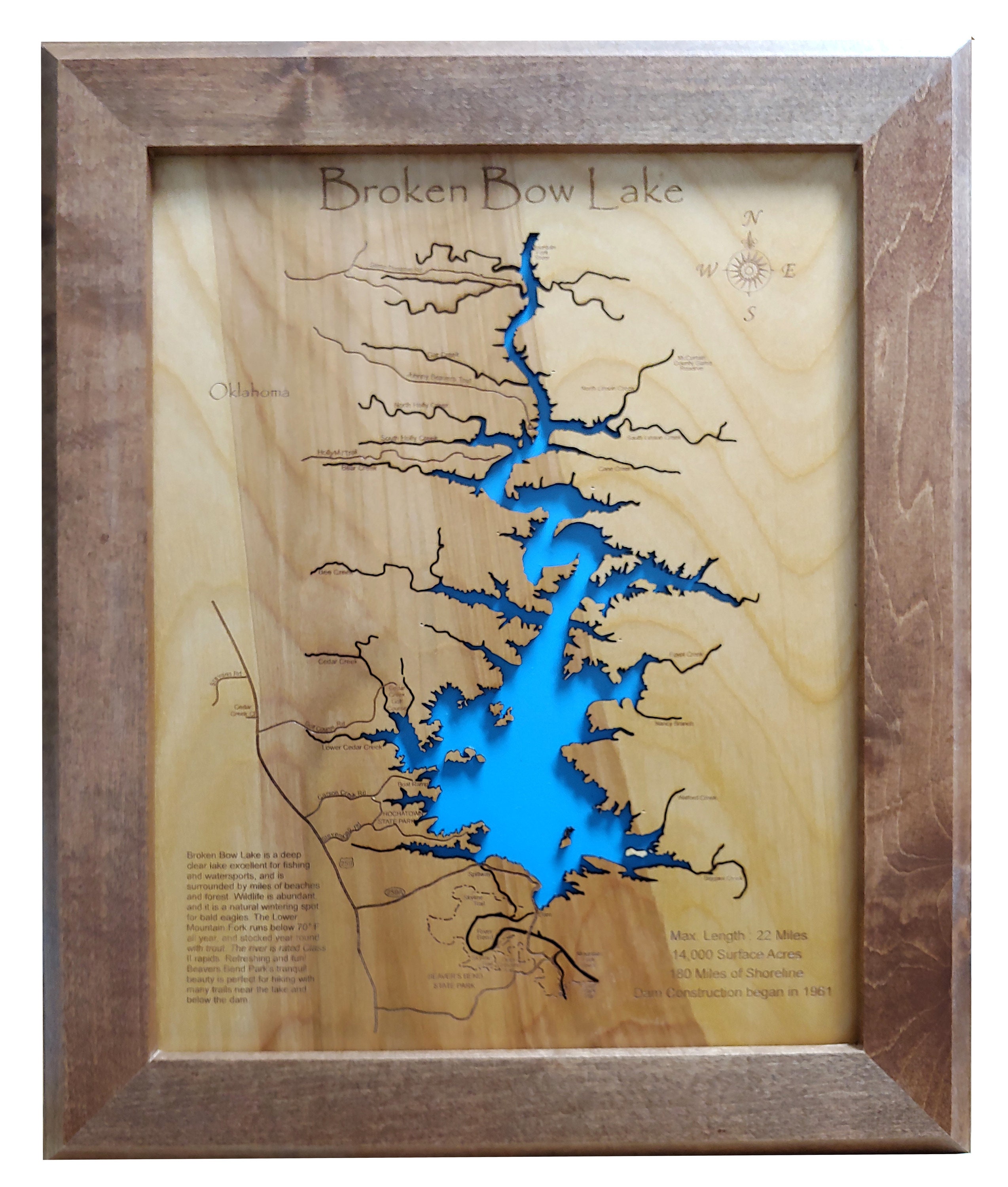 Broken Bow Lake in Mccurtain County Oklahoma Wood Laser Etsy