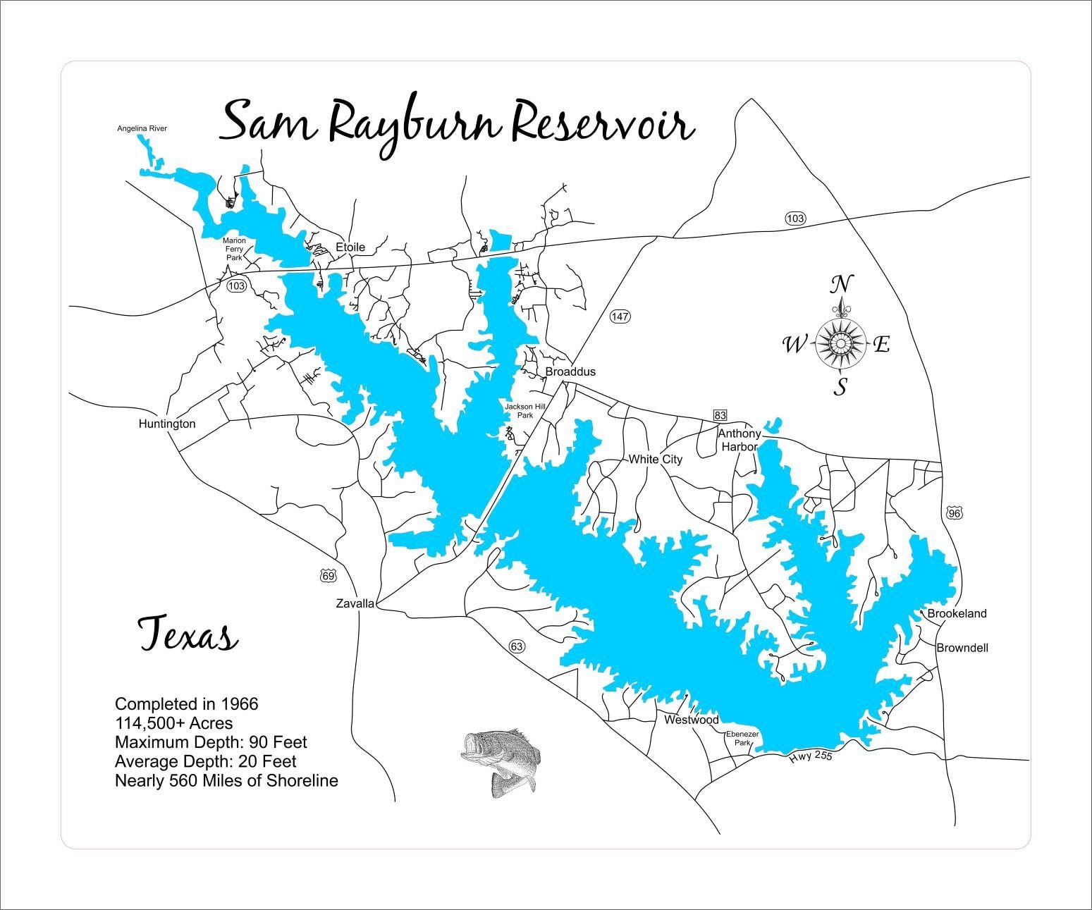 Sam Rayburn Reservoir Texas laser - Il Fullxfull.3025911362 K9d1