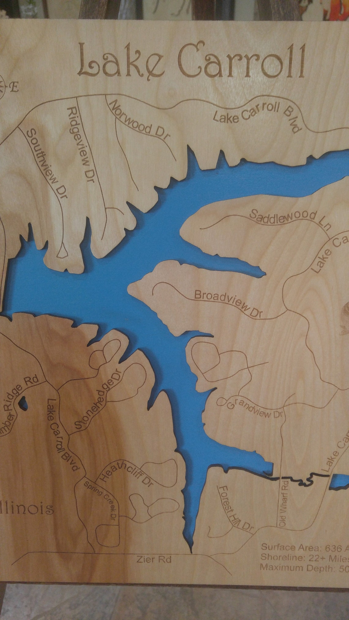 Lake Carroll in Lanark and Carroll Counties Illinois Wood Etsy