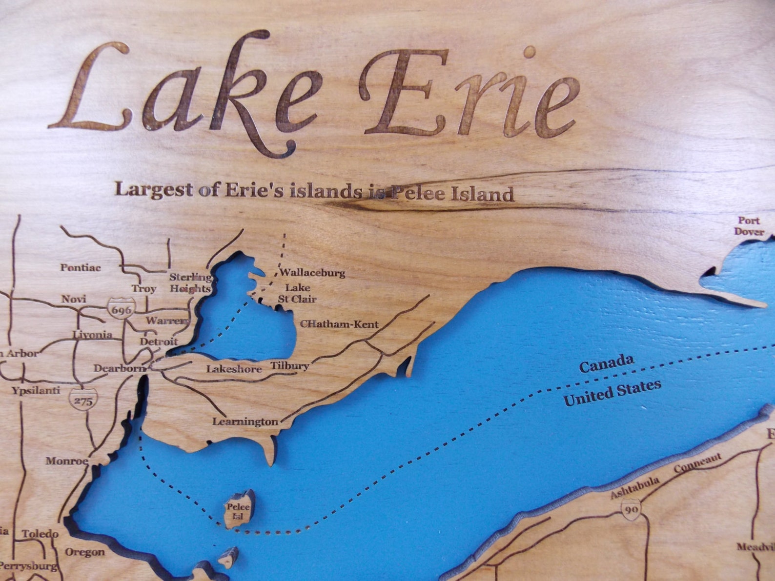 Lake Erie NY Precision Laser Cut/engraved Wood Map Etsy