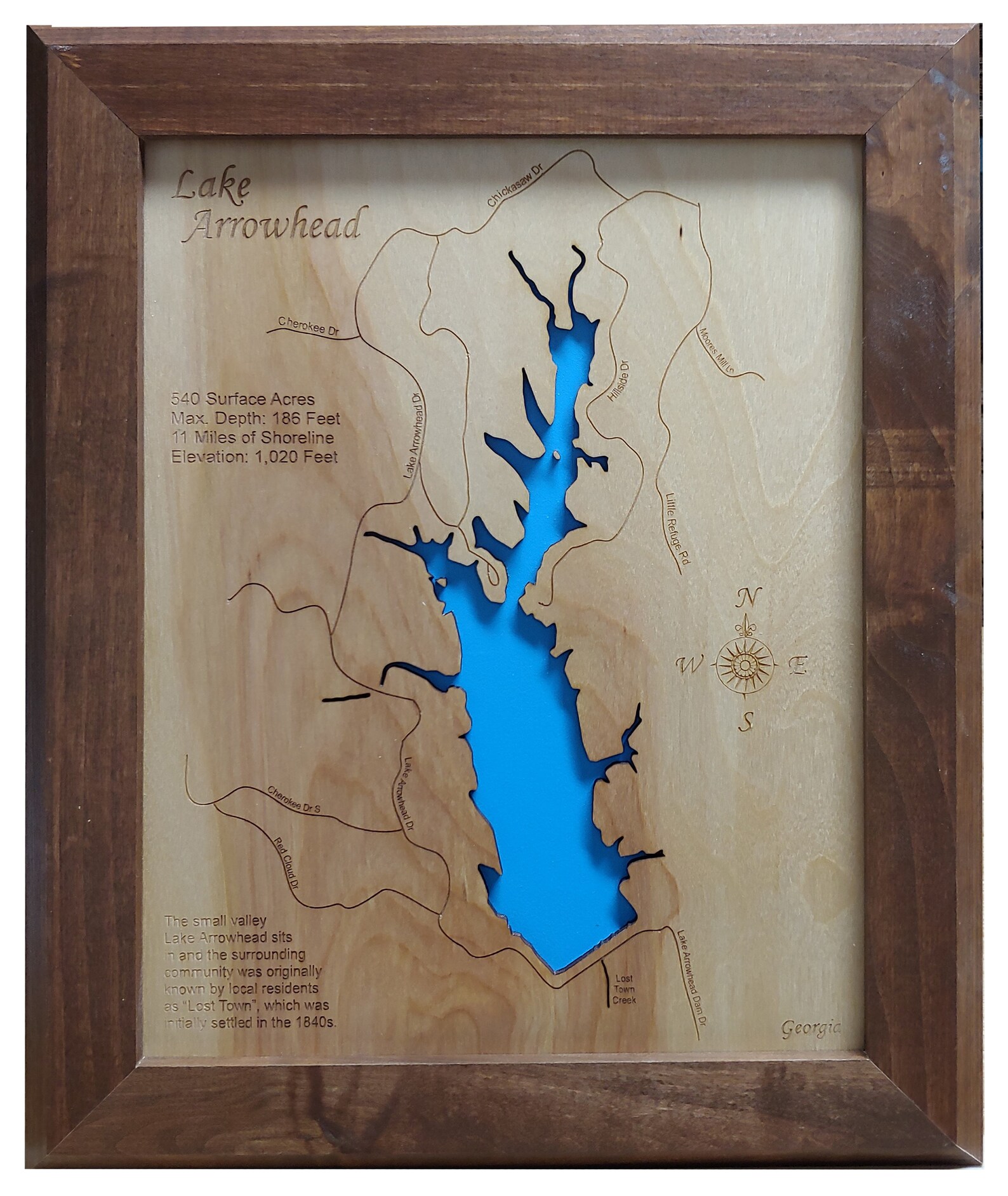 Lake Arrowhead in Cherokee County Wood Laser Cut Etsy