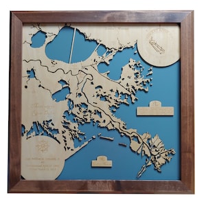 Mississippi River Delta - Precision Laser Cut/Engraved Wood Map