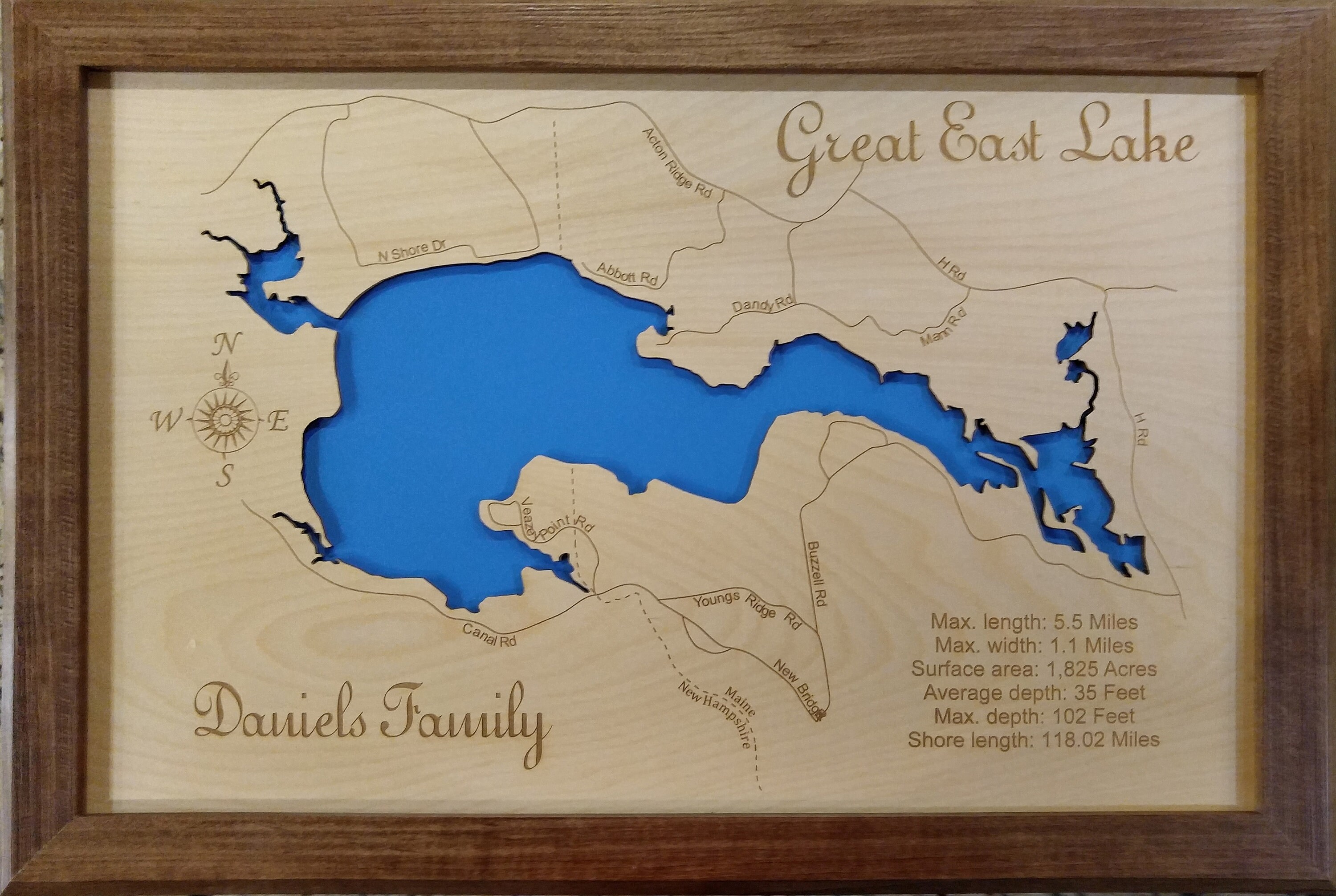 Great East Lake in Maine and New Hampshire Wood Laser Engraved Etsy