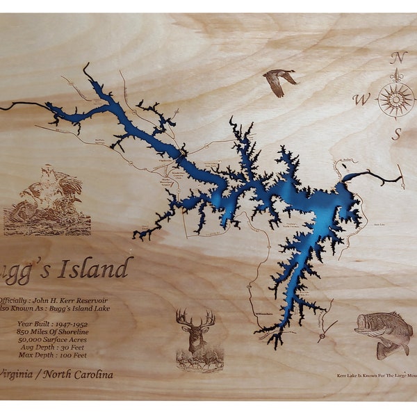 Buggs Island Lake Map - Etsy