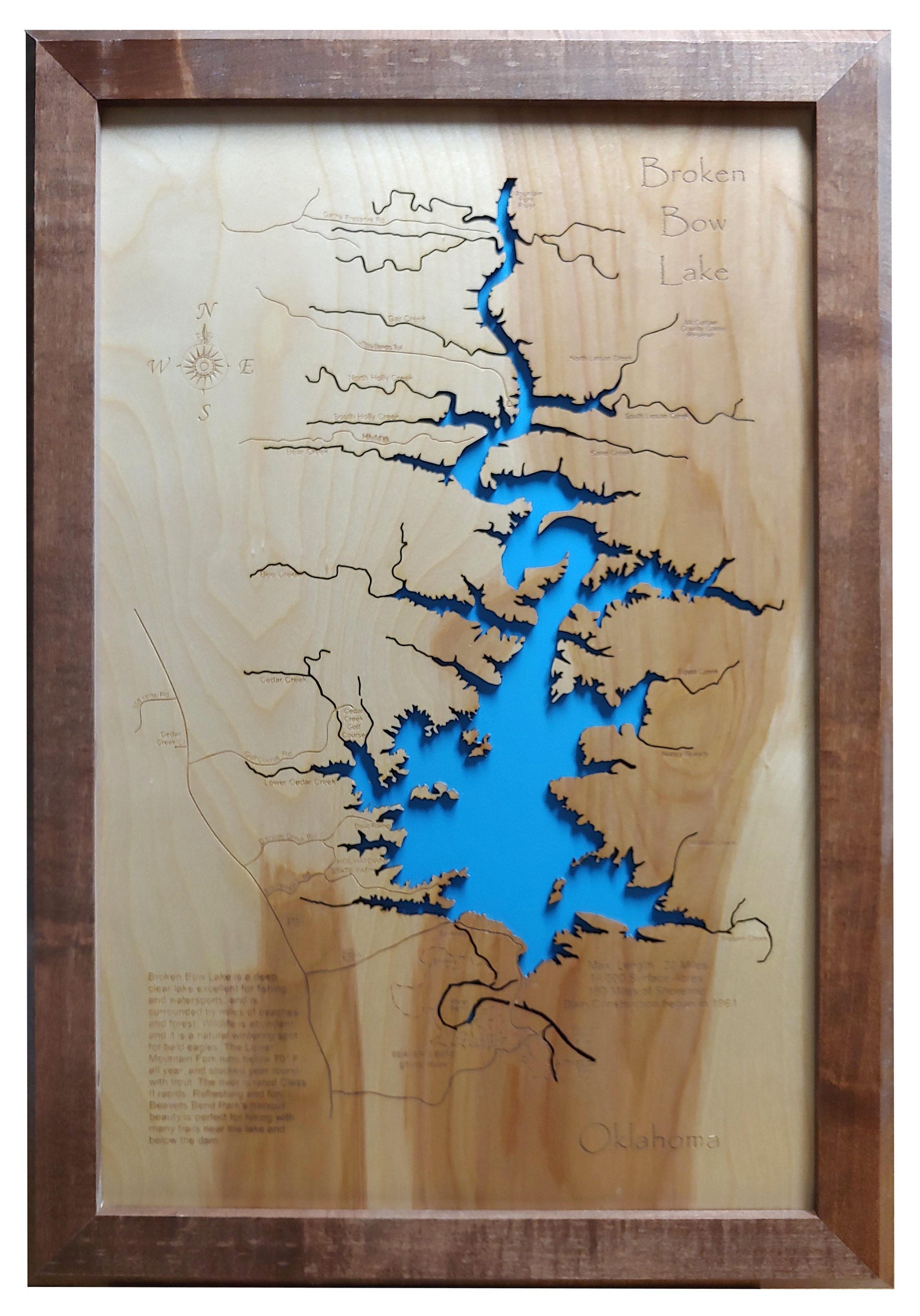 Broken Bow Lake Oklahoma Laser Cut Wood Map Etsy