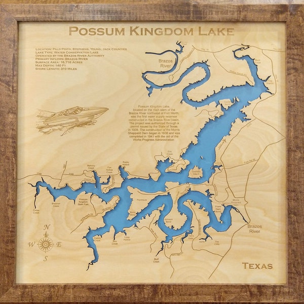 Possum Kingdom Lake Map Etsy