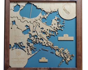 Mississippi River Delta  Wood Laser Engraved Map | Custom Text Included | Wood Sign | Wall Art - New Colors Available